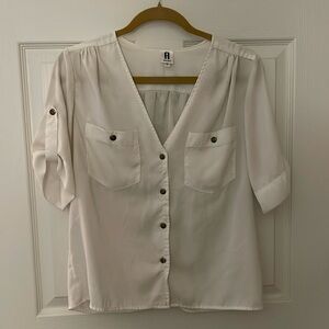 White short sleeve button down shirt